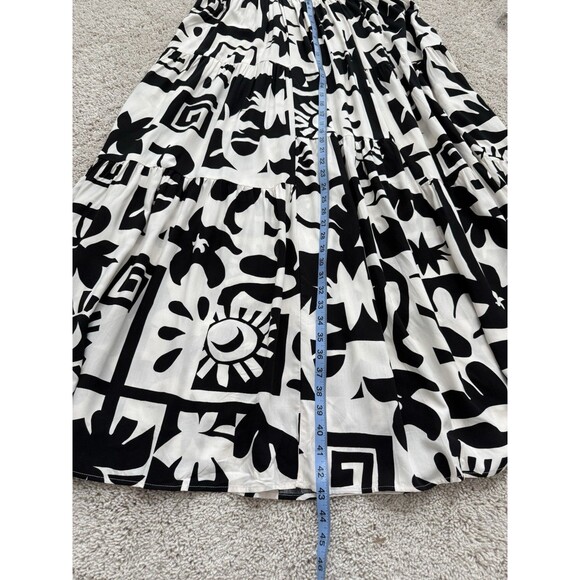 Abel the Label Anthropologie White Black Print Pockets Tiered Swing Maxi Small - Picture 10 of 10